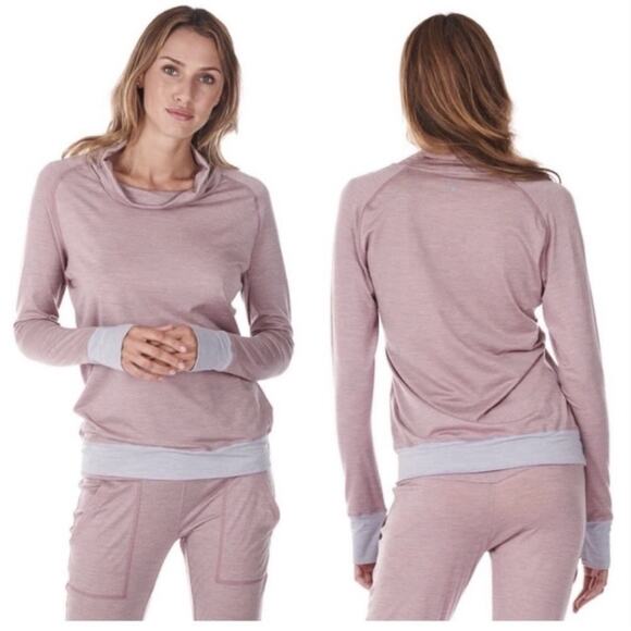 Dagsmejan Tops - Dagsmejan Nattwarm Sleep Tech Long Sleeve Cowl Neck Top Dusty Pink Size XL